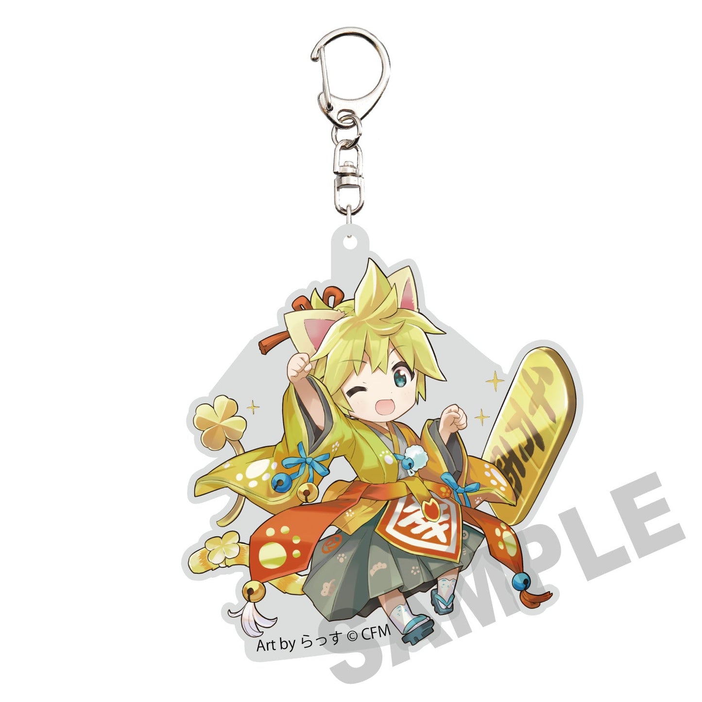 HATSUNE MIKU X MANEKI-NEKO DIE-CUT KAGAMINE LEN ART BY RASSU ACRYLIC KEYCHAIN