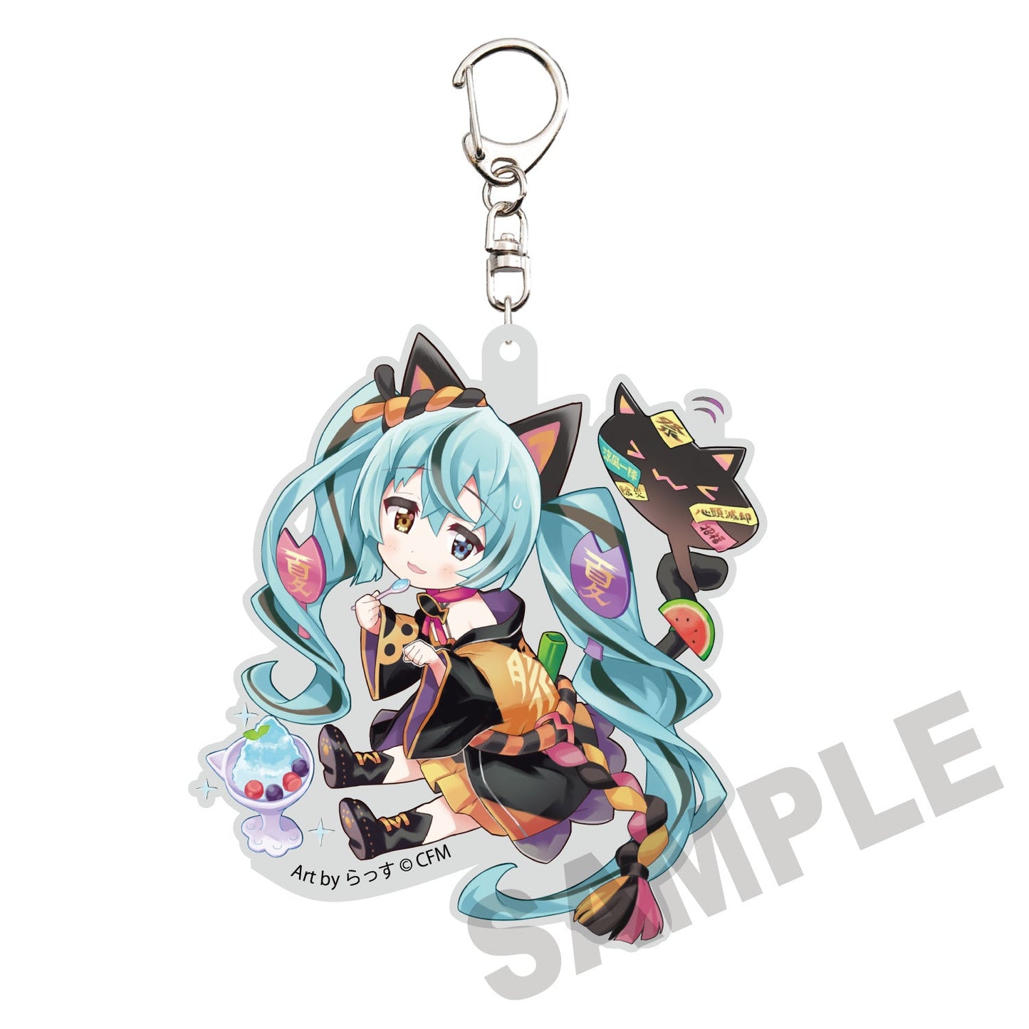 HATSUNE MIKU X MANEKI-NEKO DIE-CUT HATSUNE MIKU BLACK CAT ART BY RASSU ACRYLIC KEYCHAIN