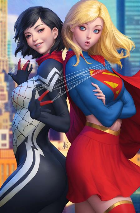 DC Marvel Superman Spider-Man #1 (One Shot) Cover M Stanley Artgerm Lau Supergirl & Silk Card Stock Variant