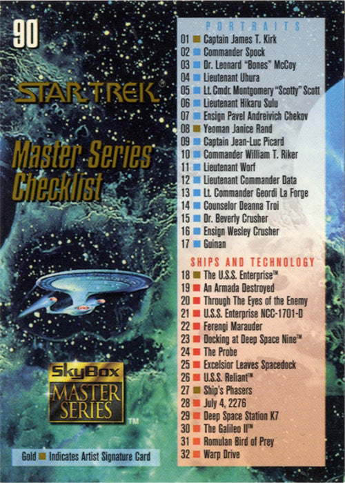 1993 Star Trek Master Series Part One #90 Checklist Card