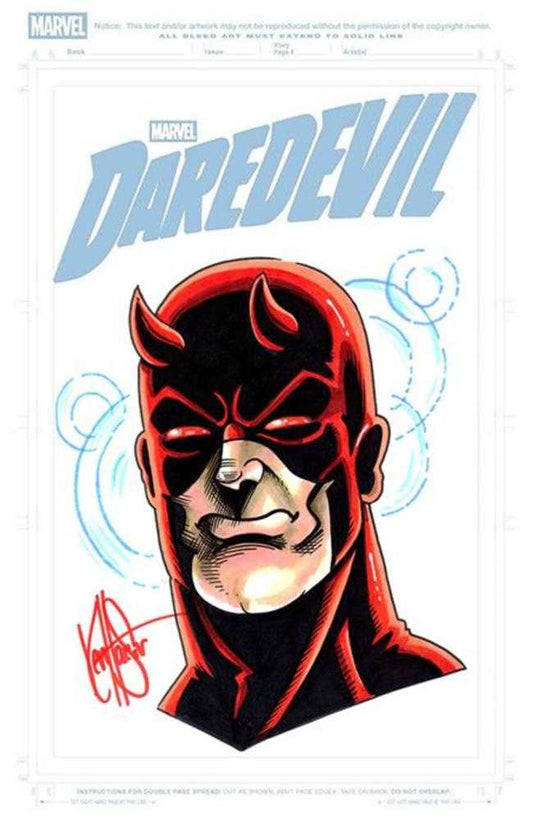 Df Daredevil #1 Blank Variant Signed And Remarked By Ken Haeser With A Daredevil Sketch