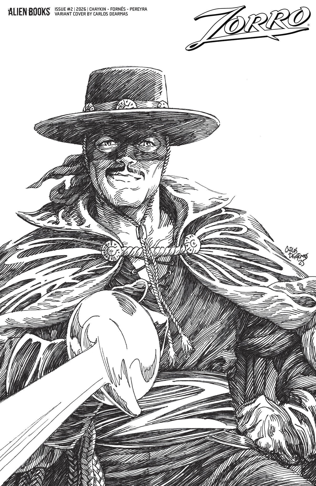 Zorro #2 Variant D (Dearmas Black & White)