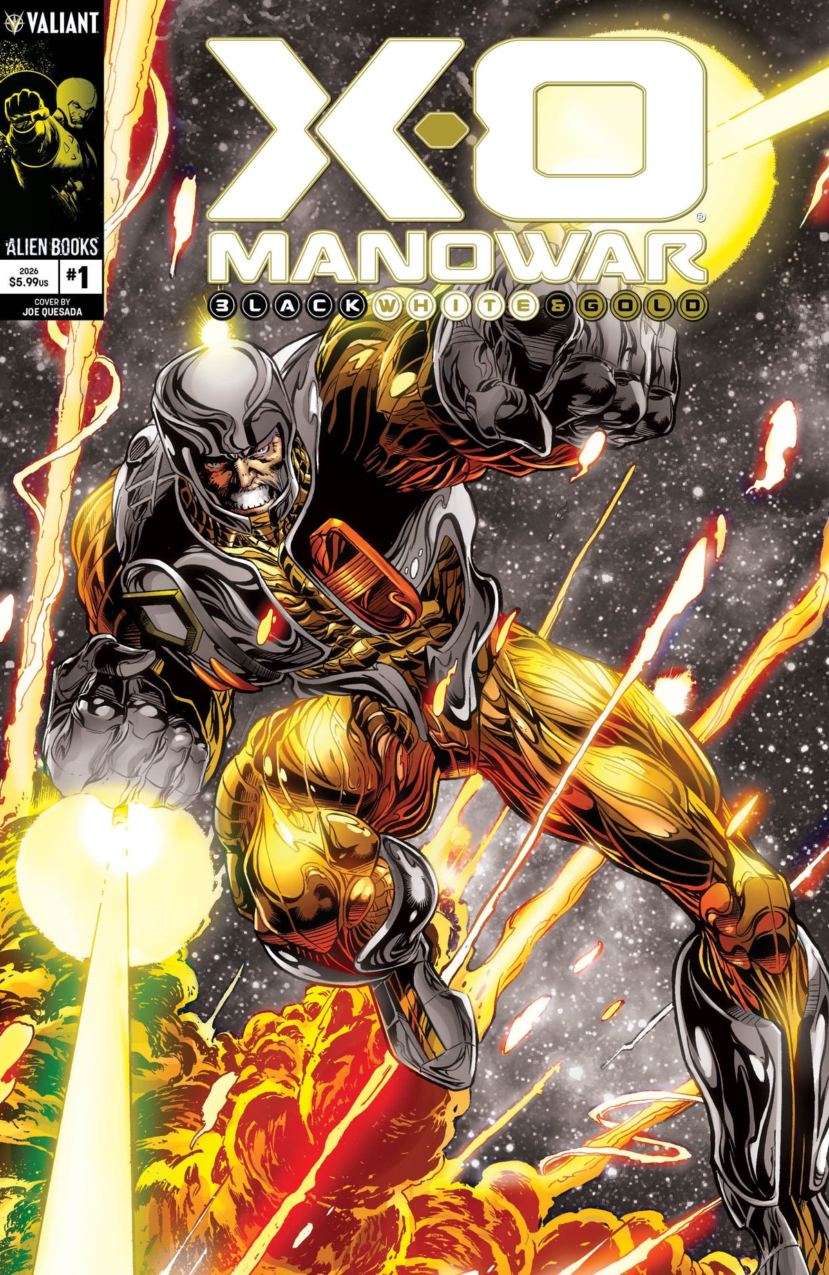 X O Manowar: Black, White & Gold #1 Variant B (Quesada Black, White & Gold Variant)
