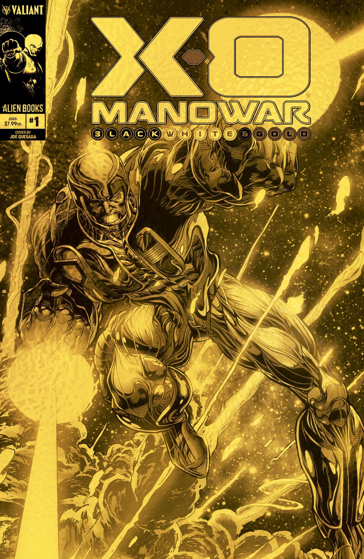 X O Manowar: Black, White & Gold #1 Variant D Foil (Quesada Gold Version)