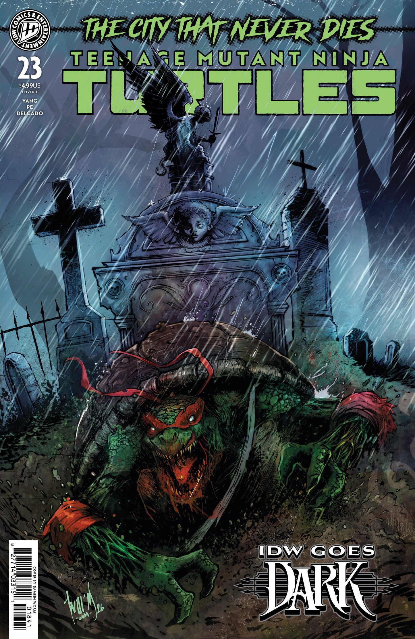 Teenage Mutant Ninja Turtles #23 Variant E (Damien Worm Idw Goes Dark Variant)